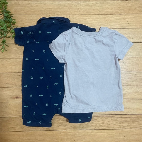 2/$10 Sale! Carter’s One Piece Shorts Set & Cat & Jack T-Shirt Size 12 Months - Picture 2 of 8